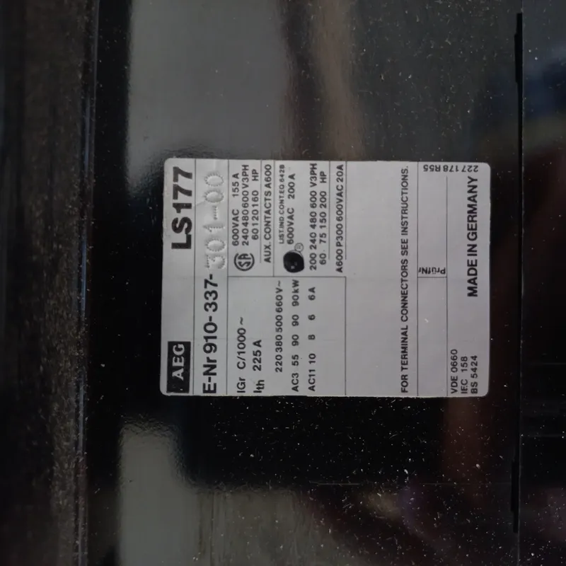کنتاکتور 185 آمپر آ اگ AEG آلمان، مدل LS 177 توان 90 کیلو وات gallery1