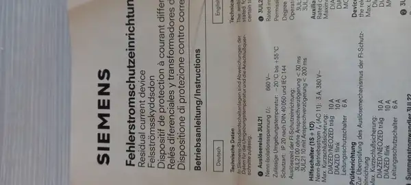 رله نشتی جریان زیمنس آلمان