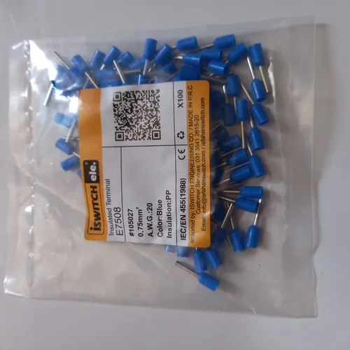 سرسیم وایرشو استوانه ای سایز 0.75 بسته 100 عددی E7508