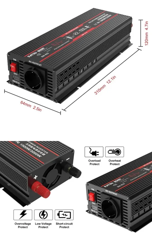 مبدل اینورتر 12 به 220 ولت سینوسی خالص 3600/1800w برند DATOU BOSS gallery0